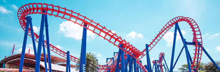 Amusement and Theme Parks with roller coaster